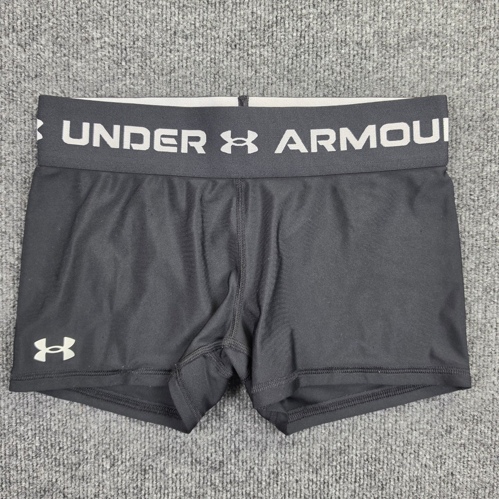 Under Armour Shorty Girls YLG Baselayer Black HeatGear Fitted Stretch 1373947